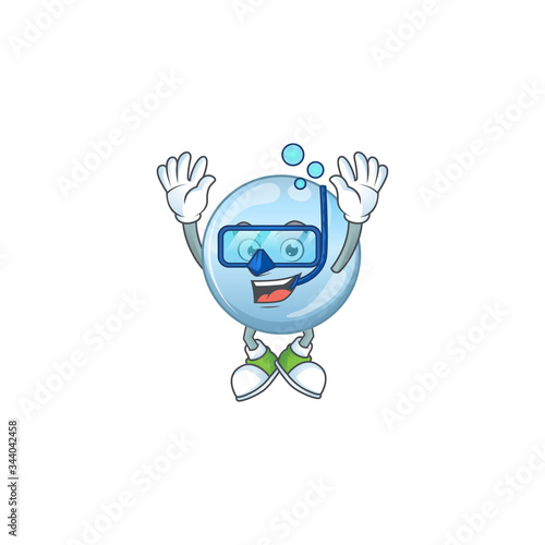 Mascot design concept of collagen droplets wearing Diving glasses