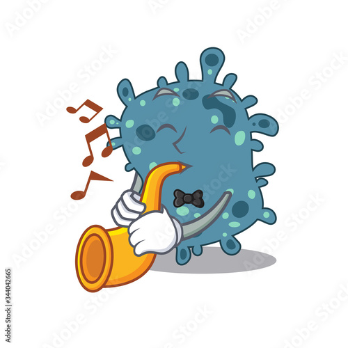 Talented musician of rickettsia cartoon design playing a trumpet photo