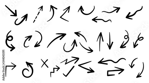 Hand drawn arrow mark icons vector 