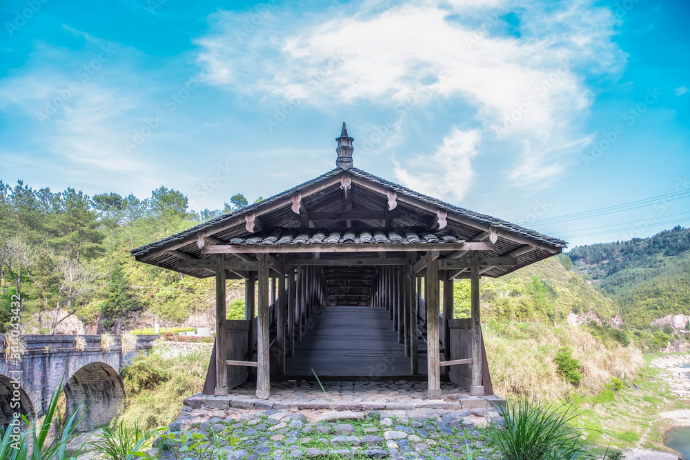 Ancient Taishun Lounge Bridge in Zhejiang Province, China Ancient Taishun Lounge Bridge in Zhejiang Province, China