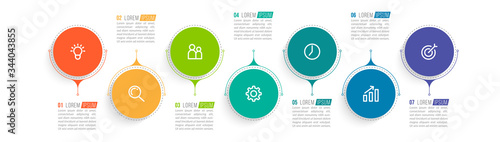 Minimal infographic template design with numbers 7 options or steps.