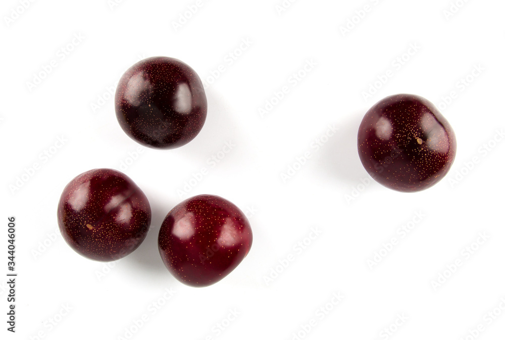 Fresh America red plum isolated on white background. Fresh America red plum isolated on white background.