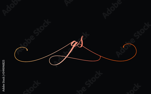 gs or g, s Lowercase Cursive Letter Initial Logo Design, Vector Template