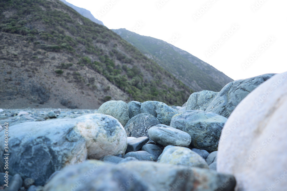 rocks on wild and beauty Kipos beach in Samothrace island, Samothraki, Greece