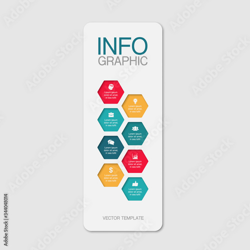 Vector iInfographic template for business, presentations, web design, 8 options.