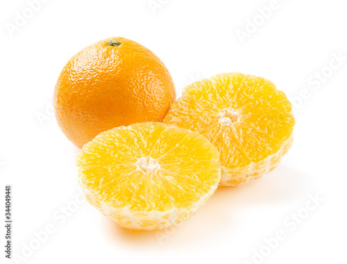 Fresh Japanese Ehime Prefecture orange isolated on white background.