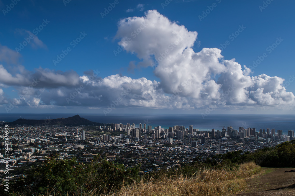 clouds over the city and sea
