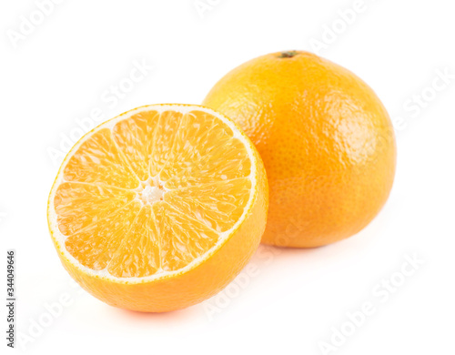 Fresh Japanese Ehime Prefecture orange isolated on white background.