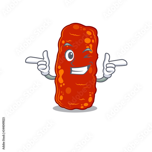 Cartoon design concept of acinetobacter bacteria with funny wink eye