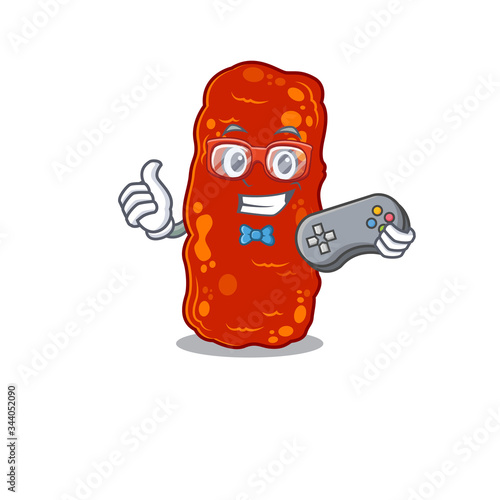 Mascot design concept of acinetobacter bacteria gamer using controller