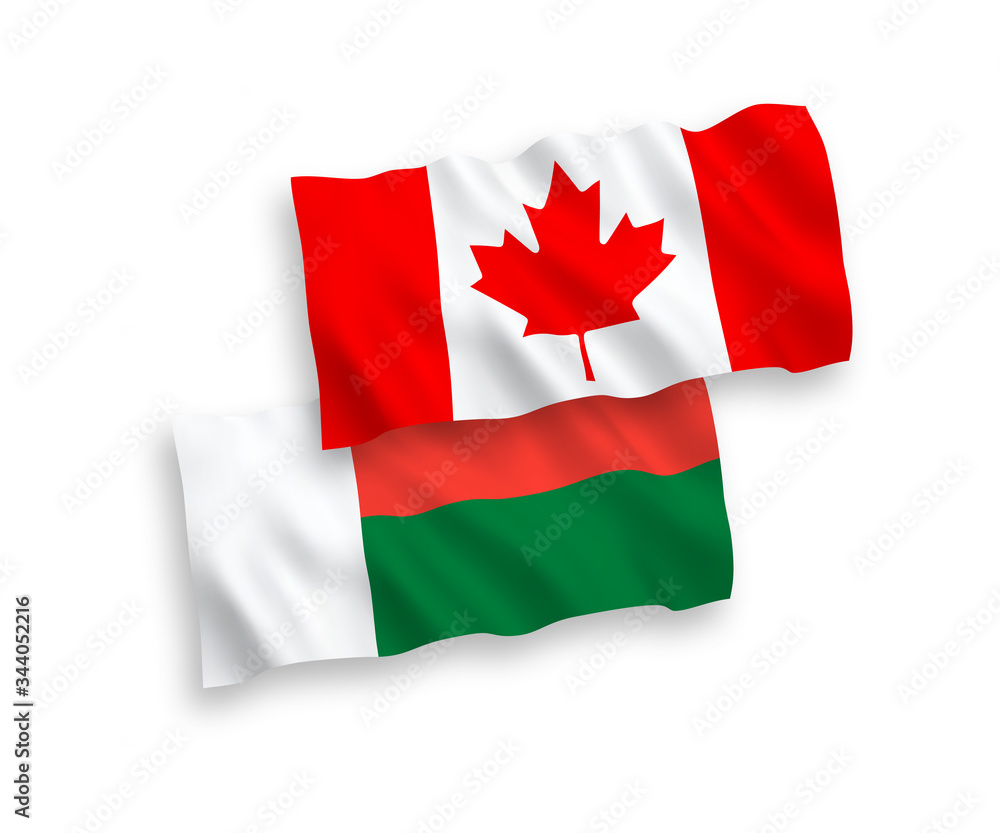 Flags of Canada and Madagascar on a white background Flags of Canada and Madagascar on a white background