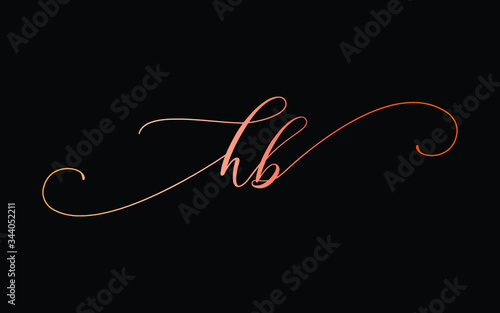 hb or h, b Lowercase Cursive Letter Initial Logo Design, Vector Template