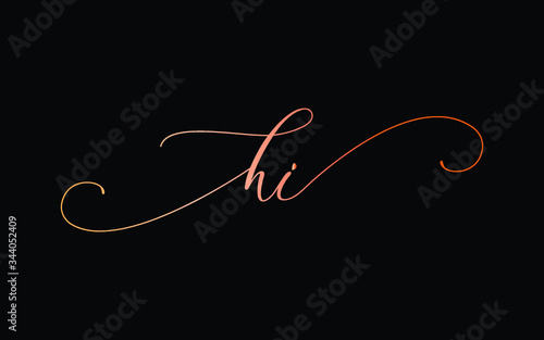 hi or h, i Lowercase Cursive Letter Initial Logo Design, Vector Template