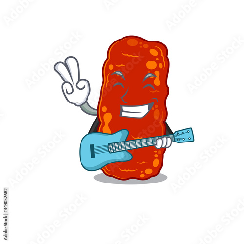 Talented musician of acinetobacter bacteria cartoon design playing a guitar