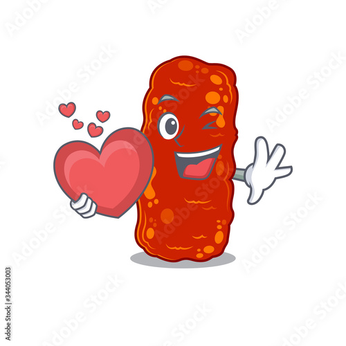A sweet acinetobacter bacteria cartoon character style with a heart
