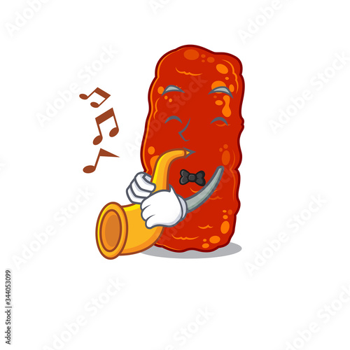 Talented musician of acinetobacter bacteria cartoon design playing a trumpet photo