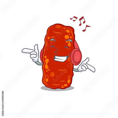 Acinetobacter bacteria Cartoon design concept listening music