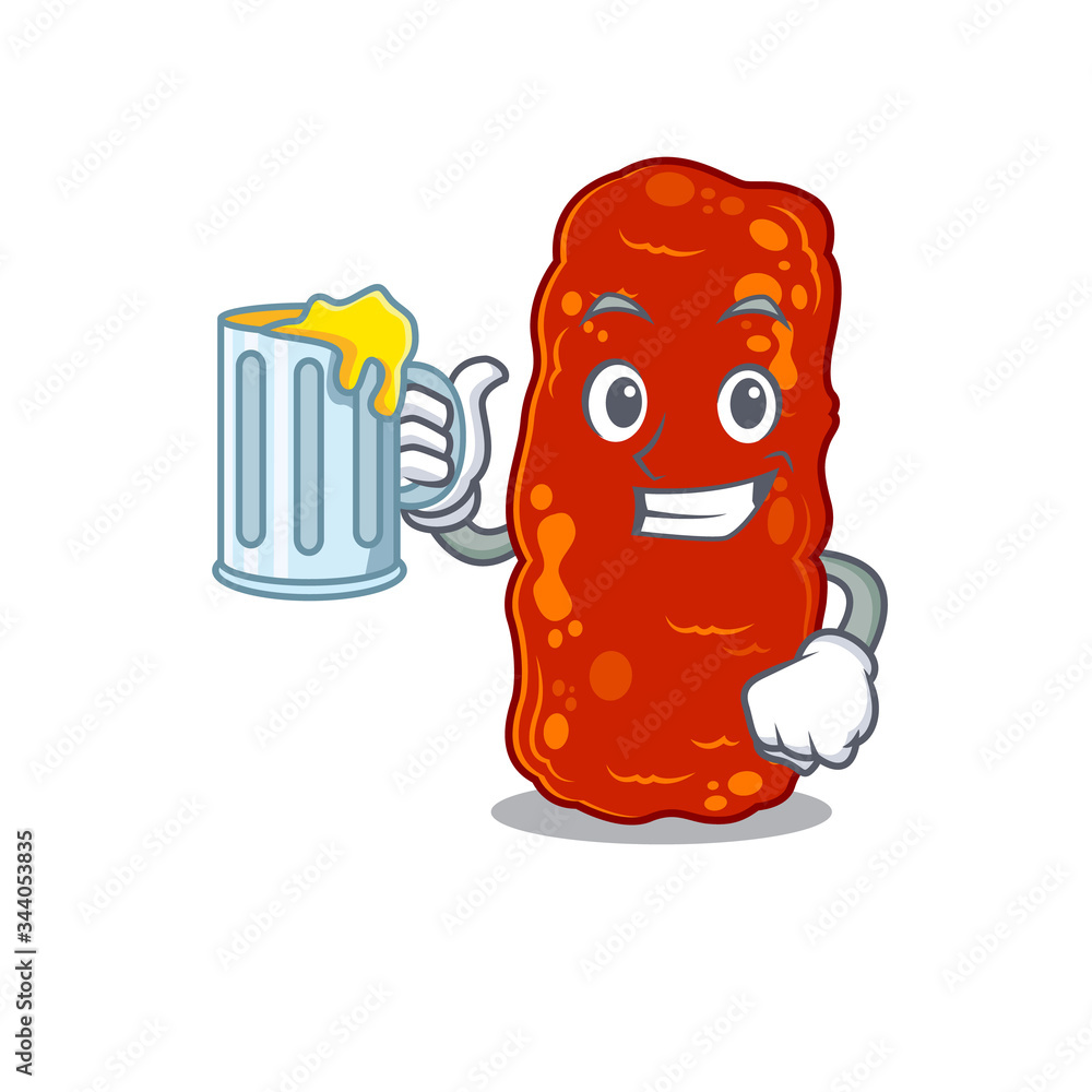 A cartoon concept of acinetobacter bacteria rise up a glass of beer