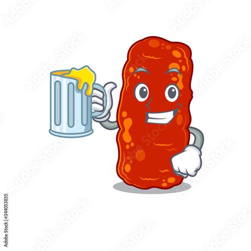 A cartoon concept of acinetobacter bacteria rise up a glass of beer
