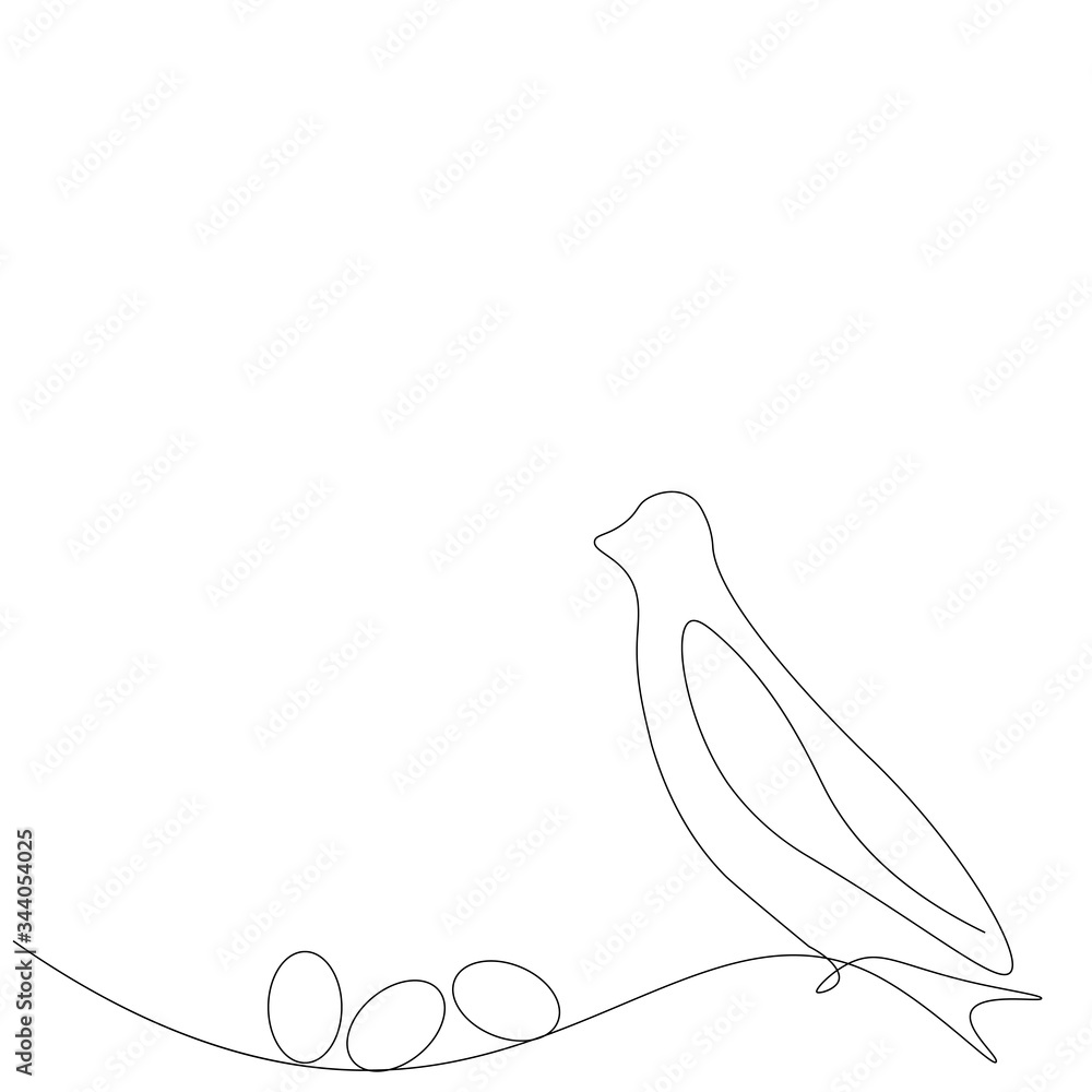 Bird silhouette continuous line drawing, vector illustration Bird silhouette continuous line drawing, vector illustration