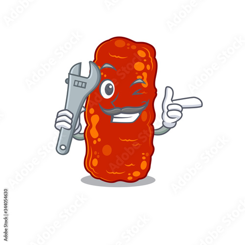 A picture of acinetobacter bacteria mechanic mascot design concept
