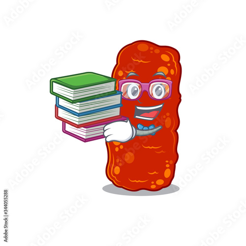 A diligent student in acinetobacter bacteria mascot design concept with books