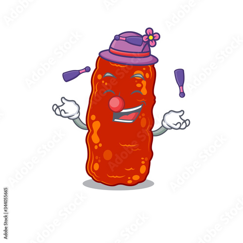 An attractive acinetobacter bacteria cartoon design style playing juggling