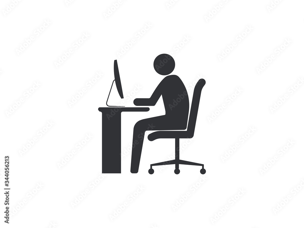 Work at home icon. Vector illustration, flat design. Work at home icon. Vector illustration, flat design.