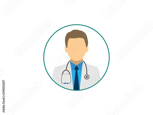 Doctor, health, medical icon. Vector illustration, flat design.