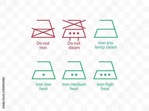 Laundry symbols, ironing icons. Vector illustration, flat design.