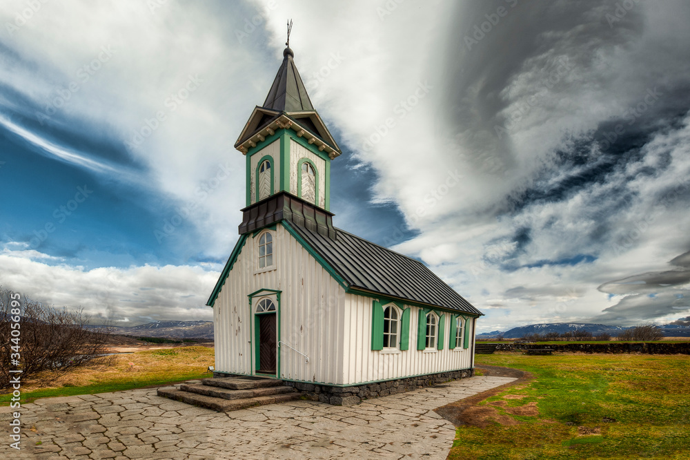 Small Church in Thingvellir national park - Iceland