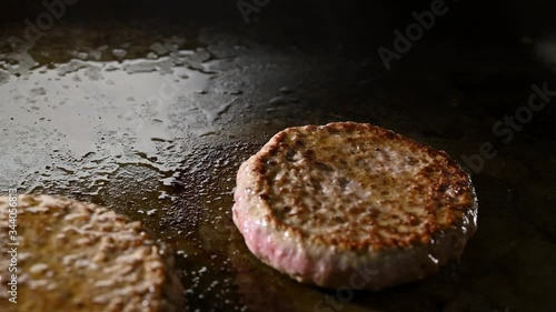 Beef and pork hamburger meatball with a camera slider.