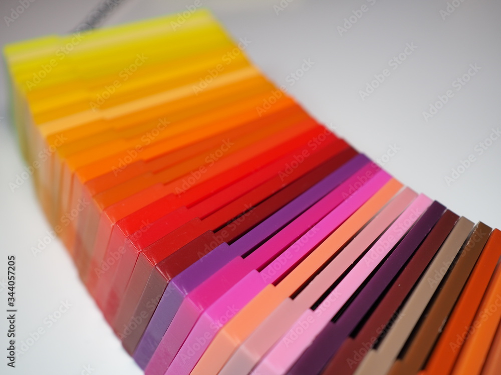 Plastic color swatches book. Sample colors catalogue for plastic