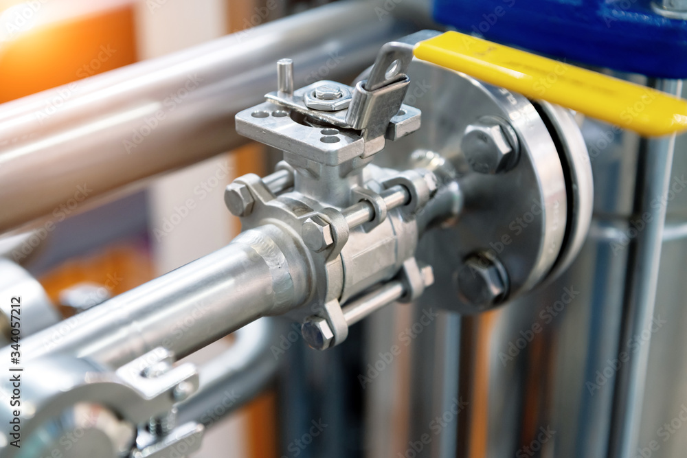 Bright shiny stainless steel piping. Bright shiny stainless steel piping.
