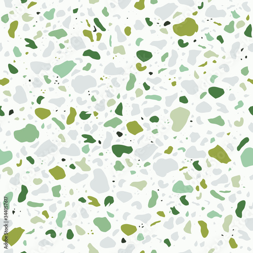 Seamless pattern with green natural terrazzo