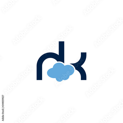 Initial letter logo with flat cloud element. Creative design template can be used for web, mobile design, company and icon. Vector illustration idea in lowercase isolated on white background.