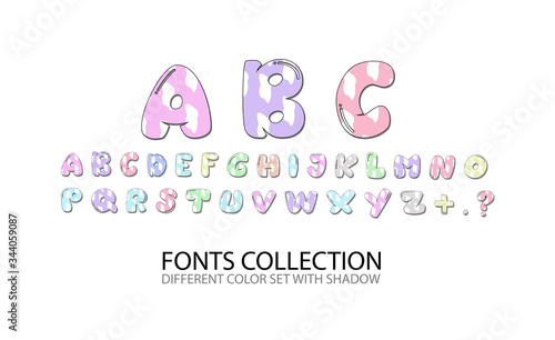 Cartoon colorful font for children. creative paint alphabet.set of kids vector illustration.