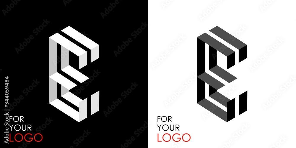 Isometric Letter E From Stripes Lines Template For Creating Logos Emblems Monograms Black And White Options 3d Art Symbol Vector Stock Vector Adobe Stock Isometric Letter E From Stripes Lines Template For Creating Logos Emblems Monograms Black And White Options 3d Art Symbol Vector Stock Vector Adobe Stock