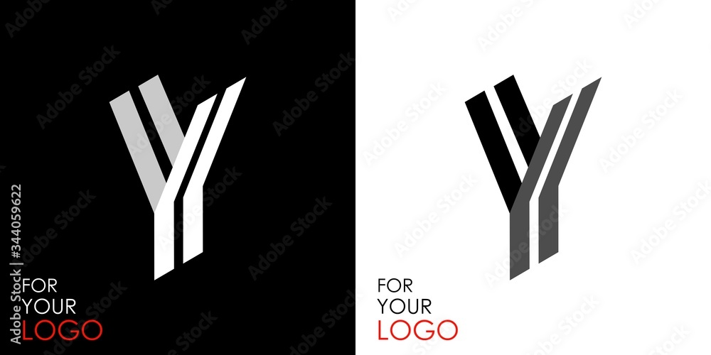 Isometric letter Y. From stripes, lines. Template for creating logos, emblems, monograms. Black and white options. 3D art symbol. Vector Isometric letter Y. From stripes, lines. Template for creating logos, emblems, monograms. Black and white options. 3D art symbol. Vector