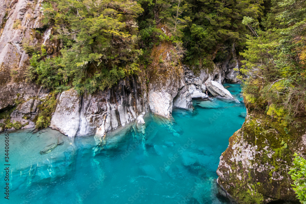 Blue pools at Wanaka river in New Zealand Blue pools at Wanaka river in New Zealand