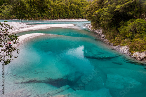 Blue pools at Wanaka river in New Zealand