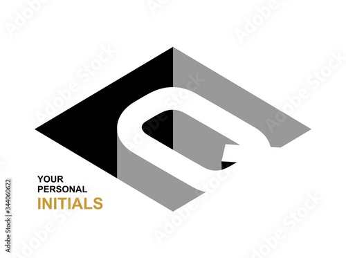 Isometric letter Q. Template for creating logos, emblems, monograms. Black and white . 3D art symbol. Vector