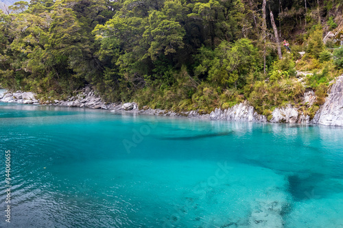 Fototapeta Naklejka Na Ścianę i Meble -  Blue pools at Wanaka river in New Zealand