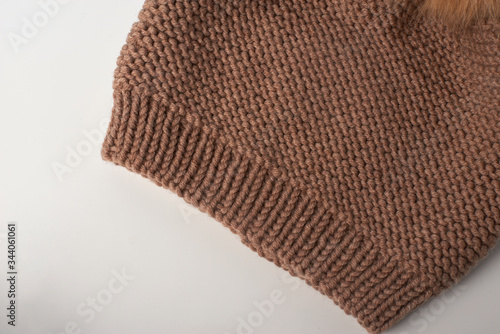 knitted wool hat isolated on white background