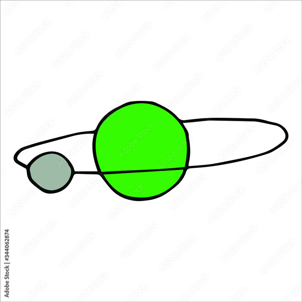 isolated on white background hand drawing earth and moon, doodle, vector isolated on white background hand drawing earth and moon, doodle, vector