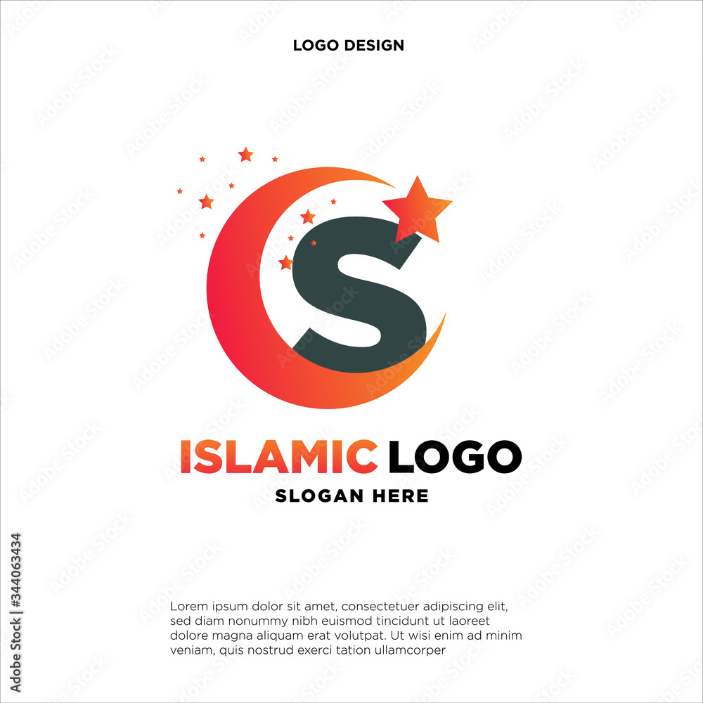 Fototapeta premium Simple and clean logo design initial S shaped like a Moon.