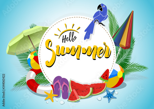 Hello Summer Vector Banner ...