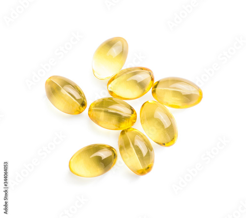 Fish oil capsules on white background photo