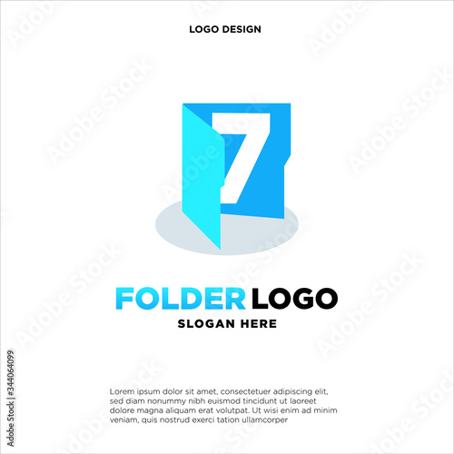 simple and clean illustration logo design initial 7 chart folder.