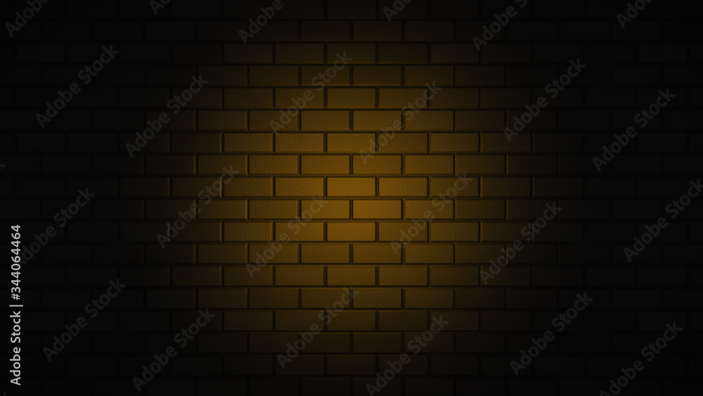 Empty brick wall with orange neon light with copy space. Lighting effect orange color glow on brick wall background. Royalty high-quality free stock photo image of blank, empty background for texture Empty brick wall with orange neon light with copy space. Lighting effect orange color glow on brick wall background. Royalty high-quality free stock photo image of blank, empty background for texture